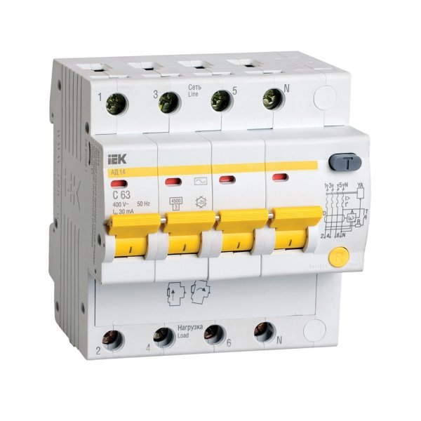 АД14 4Р 16А 100мА диференційний автоматичний вимикач IEK - MAD10-4-016-C-100