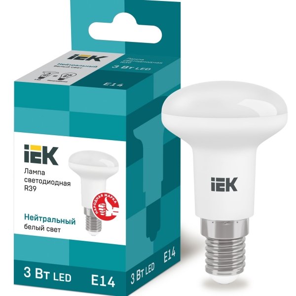 Лампа світлодіодна ECO R39 рефлектор 3Вт 230В 4000К E14 IEK - LLE-R39-3-230-40-E14
