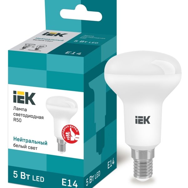 Лампа светодиодная ECO R50 рефлектор 5Вт 230В 3000К E14 IEK - LLE-R50-5-230-30-E14
