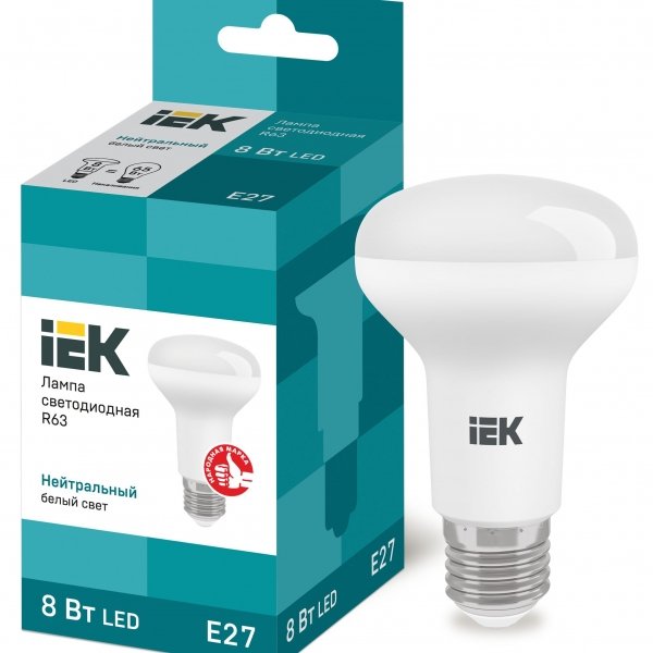 Лампа светодиодная ECO R63 рефлектор 8Вт 230В 4000К E27 IEK - LLE-R63-8-230-40-E27