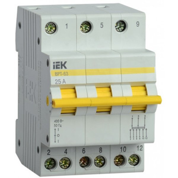 Трипозиційний роз'єднувач IEK MPR10-3-025 ВРТ-63 3P 25А - MPR10-3-025