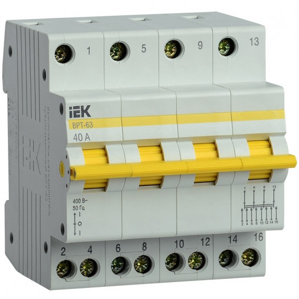 Трехпозиционный разъединитель IEK MPR10-4-040 ВРТ-63 4P 40А - MPR10-4-040