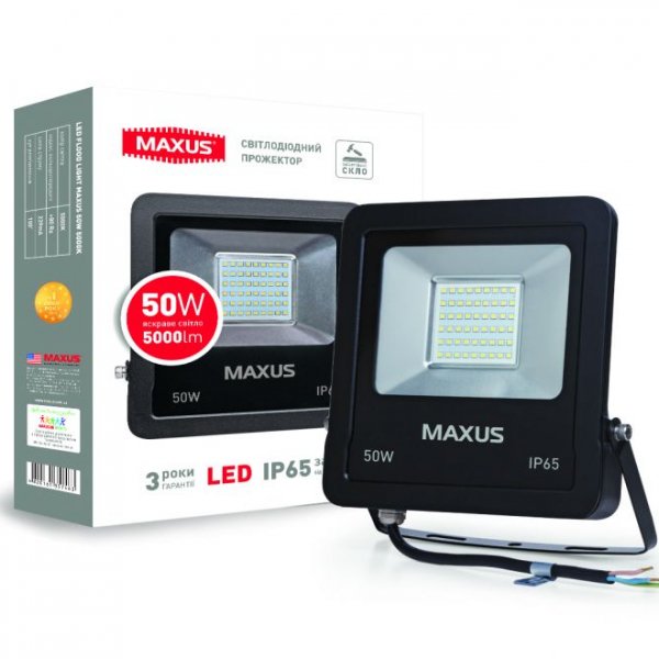 Світлодіодний прожектор Maxus Flood Light 50Вт 5000K (1-MAX-01-LFL-5050) - 1-max-01-lfl-5050