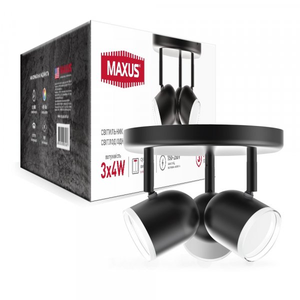 Світлодіодний світильник Maxus MSL-01R 12Вт 4100K (чорний) 3-MSL-11241-RB - 3-MSL-11241-RB